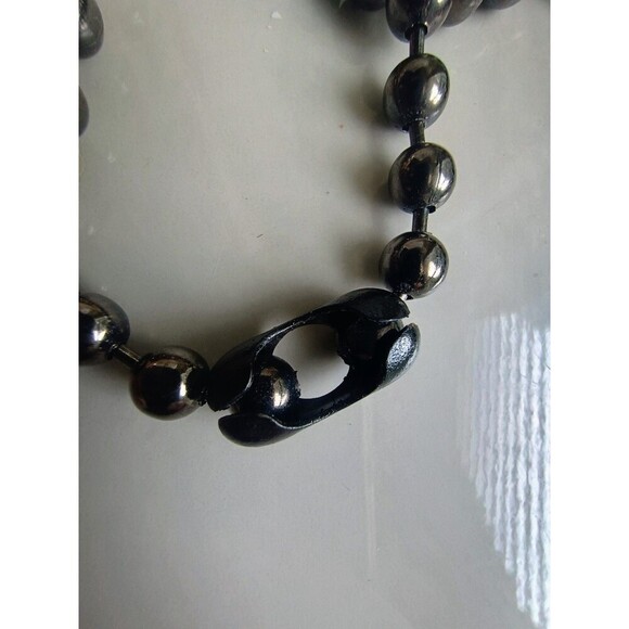 1990s Vintage Black Tone Ball Beads Necklace Choker Distressed Statement Punk - Picture 5 of 6